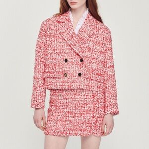 Sandro Red Tweed Skirt